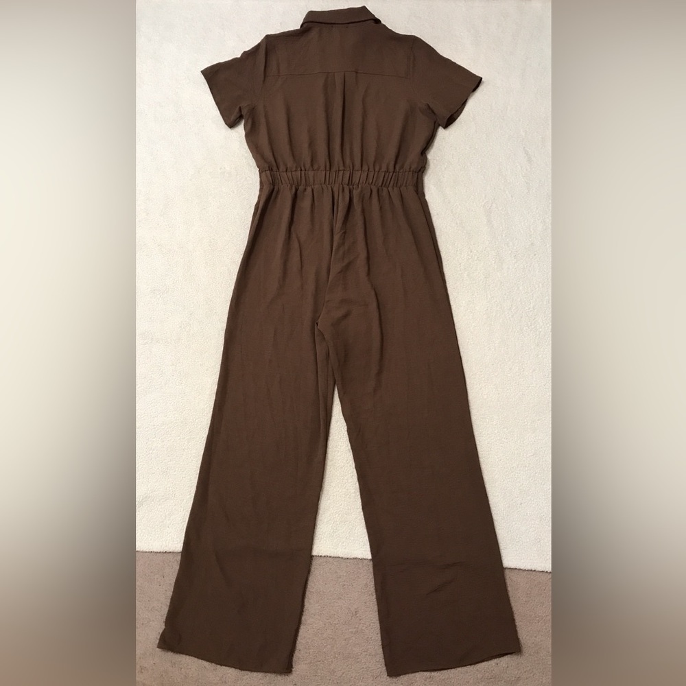 Fashion Nova Wide Leg Jumpsuit Short Sleeve Chocolate Brown Size 1X - Picture 14 of 16